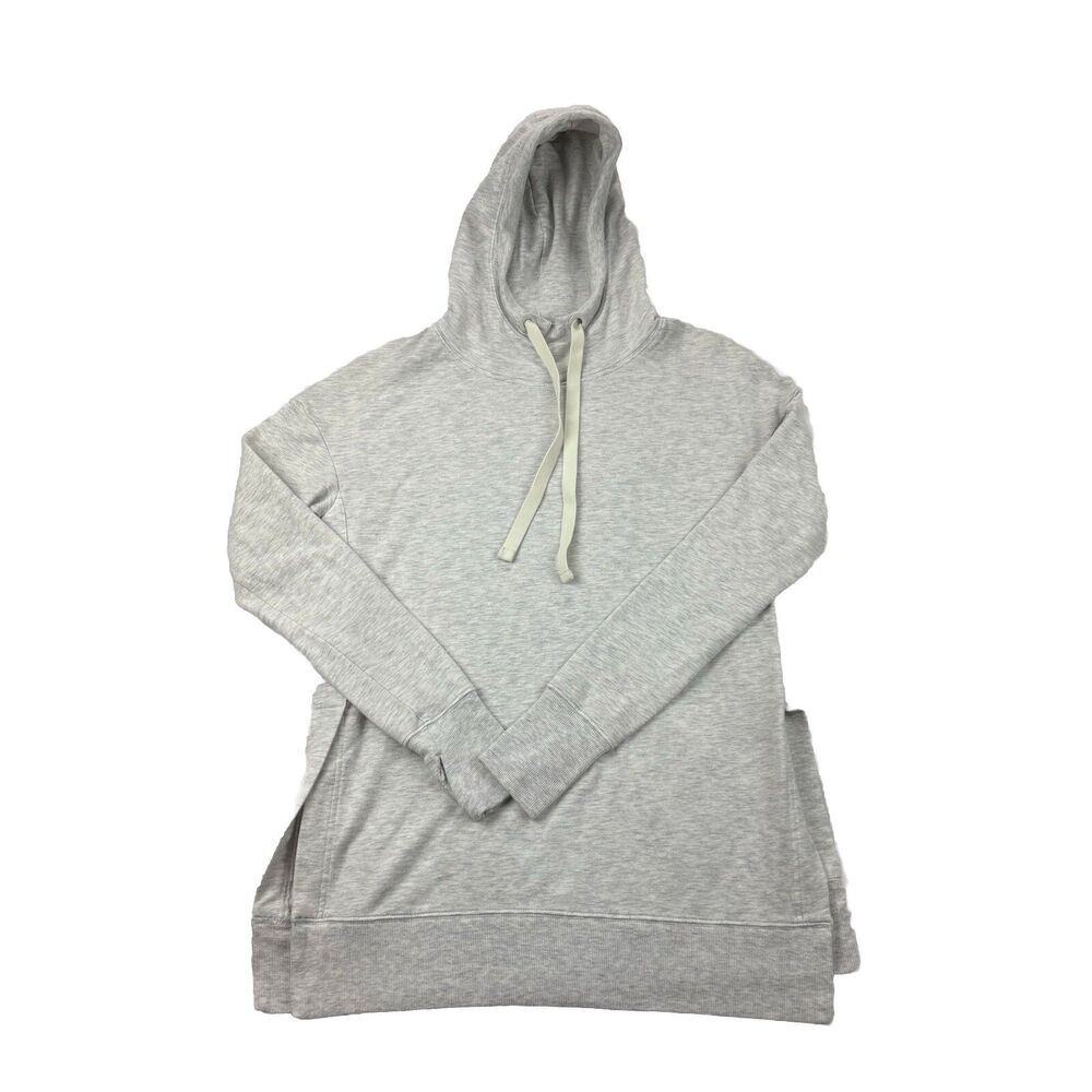 Athleta Slit Side Hoodie Womens XS Light Gray Drawstring Thumb Holes